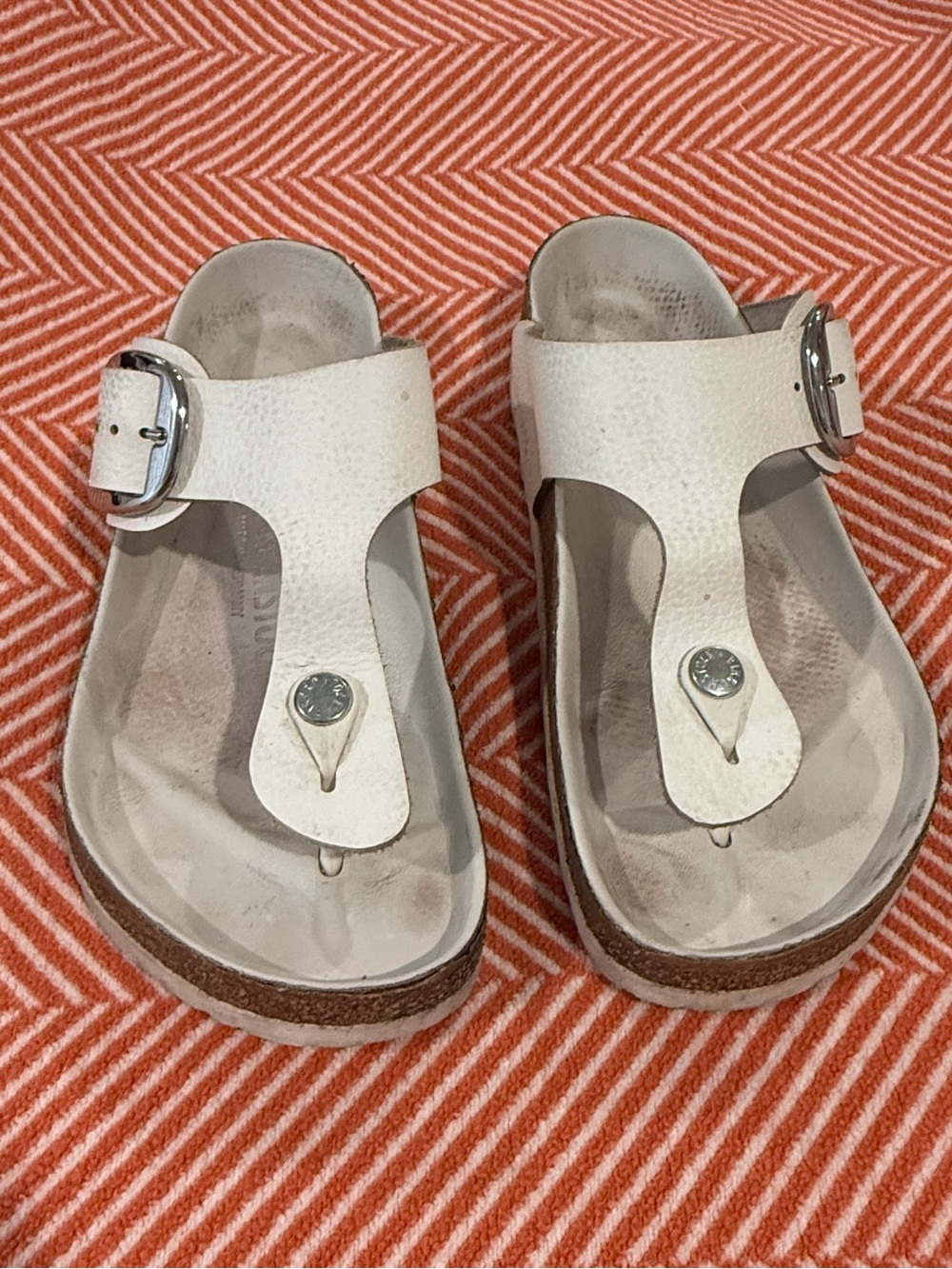 Birkenstock Big Buckle White Leather Soft Footbed Gizeh 39 Regular